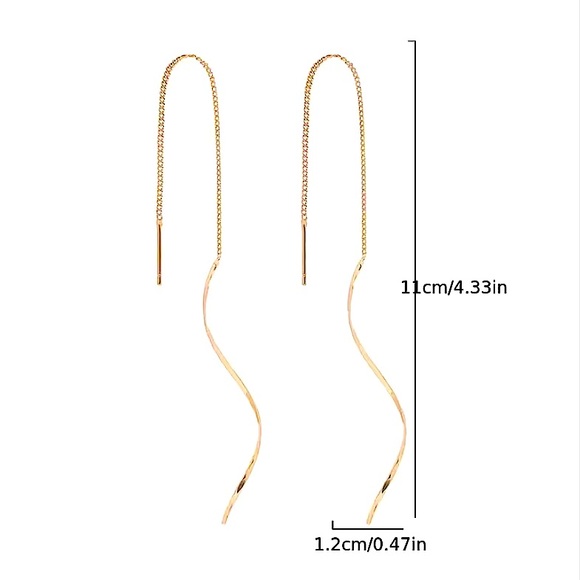 Rose Gold Spiral Threader Twisted Minimalist Earrings - Picture 6 of 6